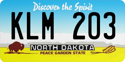 ND license plate KLM203