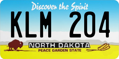 ND license plate KLM204
