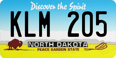 ND license plate KLM205