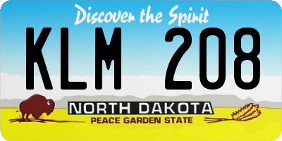ND license plate KLM208