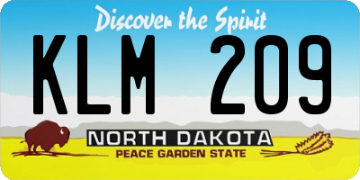 ND license plate KLM209