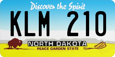 ND license plate KLM210