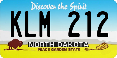 ND license plate KLM212