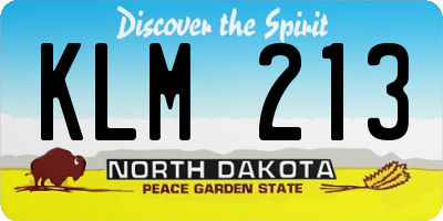 ND license plate KLM213