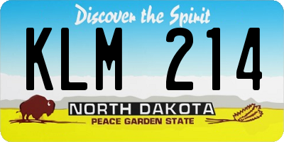 ND license plate KLM214