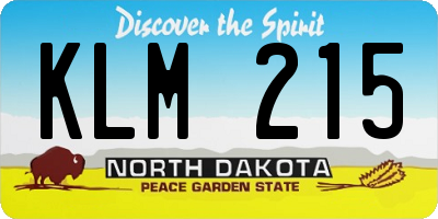 ND license plate KLM215