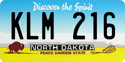 ND license plate KLM216