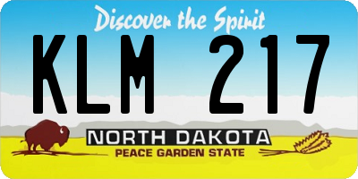 ND license plate KLM217