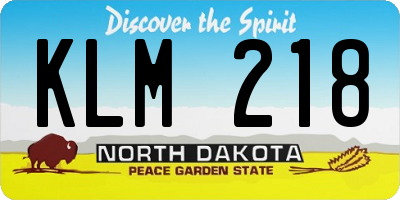 ND license plate KLM218