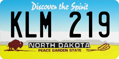 ND license plate KLM219