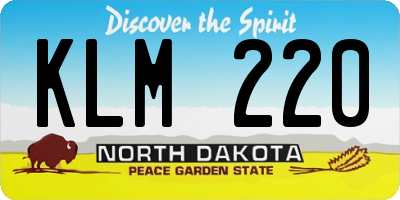 ND license plate KLM220