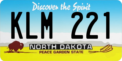 ND license plate KLM221