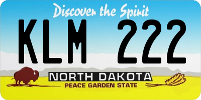 ND license plate KLM222