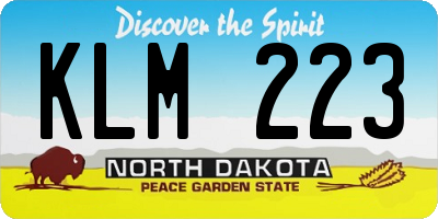 ND license plate KLM223