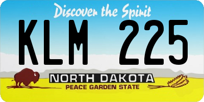 ND license plate KLM225