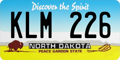 ND license plate KLM226