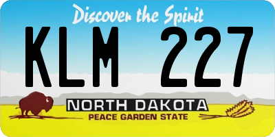 ND license plate KLM227