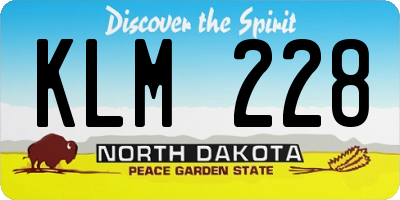 ND license plate KLM228