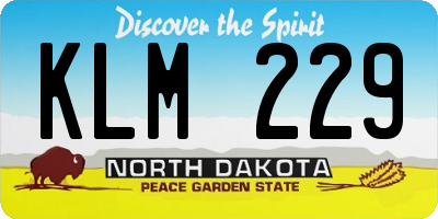 ND license plate KLM229