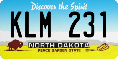 ND license plate KLM231