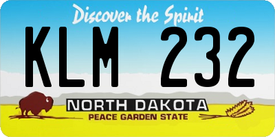 ND license plate KLM232