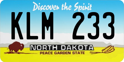 ND license plate KLM233
