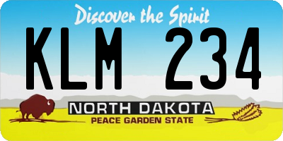 ND license plate KLM234