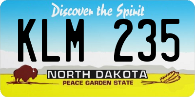 ND license plate KLM235