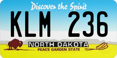 ND license plate KLM236
