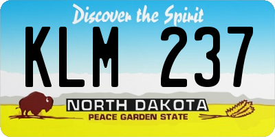 ND license plate KLM237