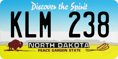 ND license plate KLM238
