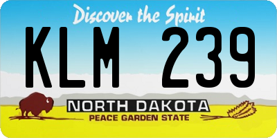 ND license plate KLM239