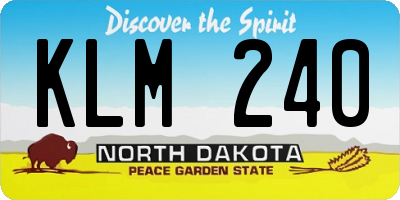 ND license plate KLM240