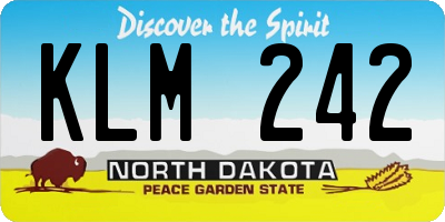 ND license plate KLM242