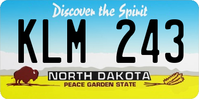 ND license plate KLM243
