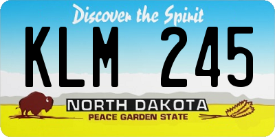 ND license plate KLM245