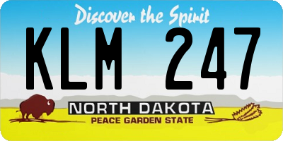 ND license plate KLM247