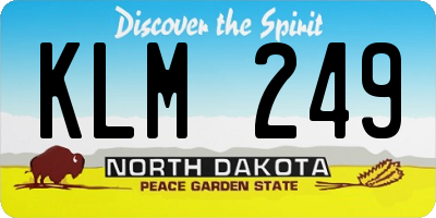 ND license plate KLM249
