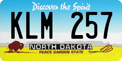 ND license plate KLM257