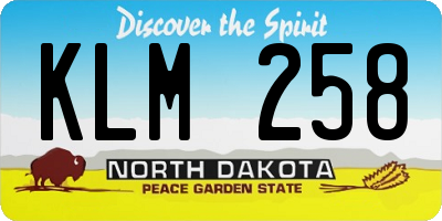 ND license plate KLM258