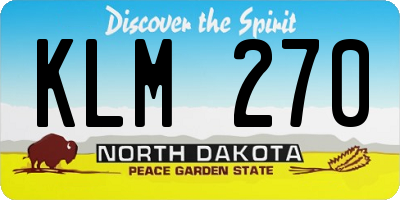 ND license plate KLM270
