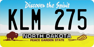 ND license plate KLM275