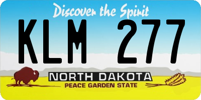 ND license plate KLM277