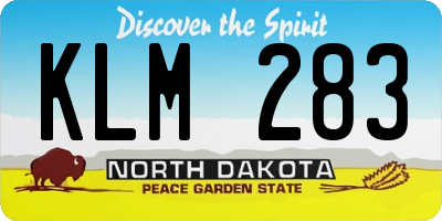 ND license plate KLM283