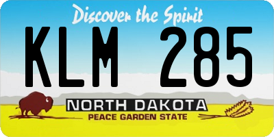 ND license plate KLM285