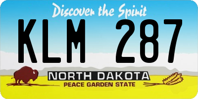 ND license plate KLM287