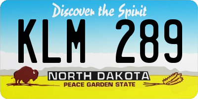 ND license plate KLM289
