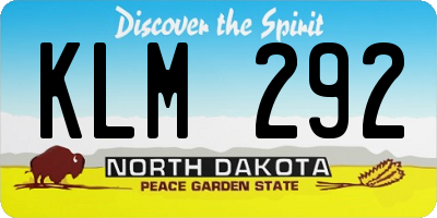 ND license plate KLM292