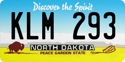 ND license plate KLM293