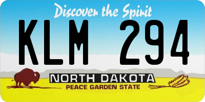ND license plate KLM294